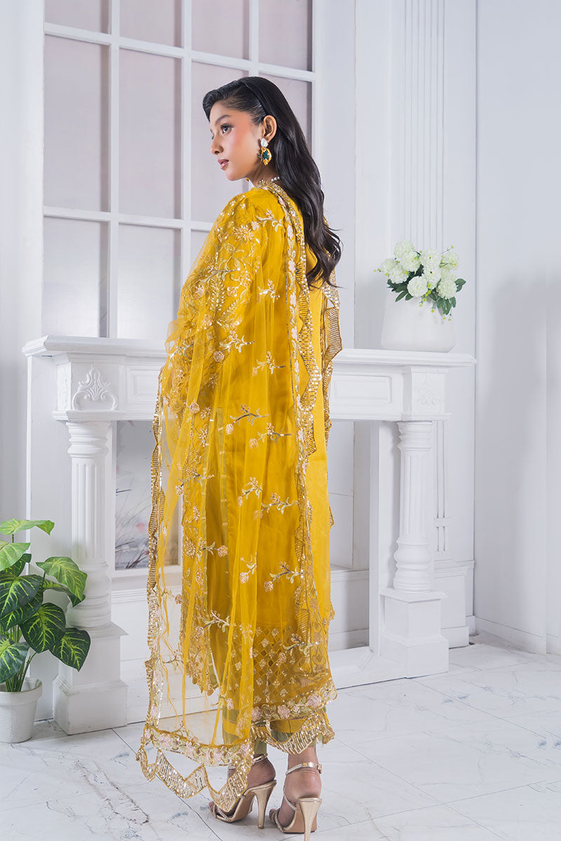 Motif Organza Embroidered Suit-361