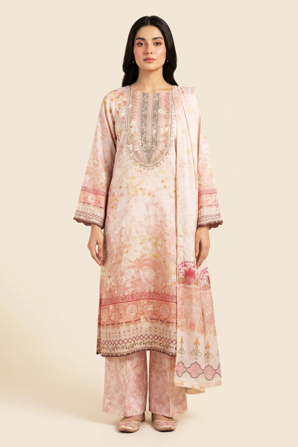 Motif Silk Embroidered Suit-001