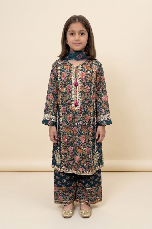 Motif Kids Lawn Printed Suit-26518