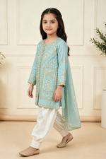 Motif Girls Printed Viscose Suit-756