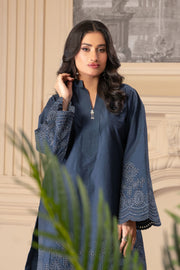 Motif Denim Embroidered Co-Ord Set