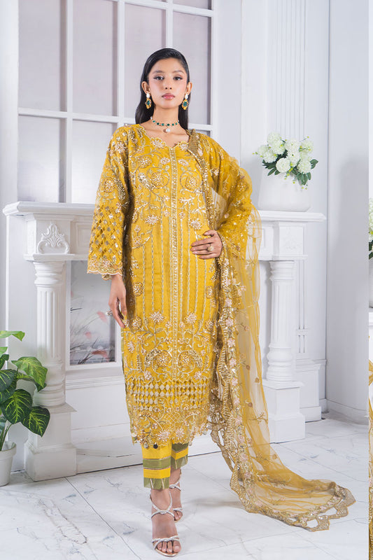 Motif Organza Embroidered Suit-361