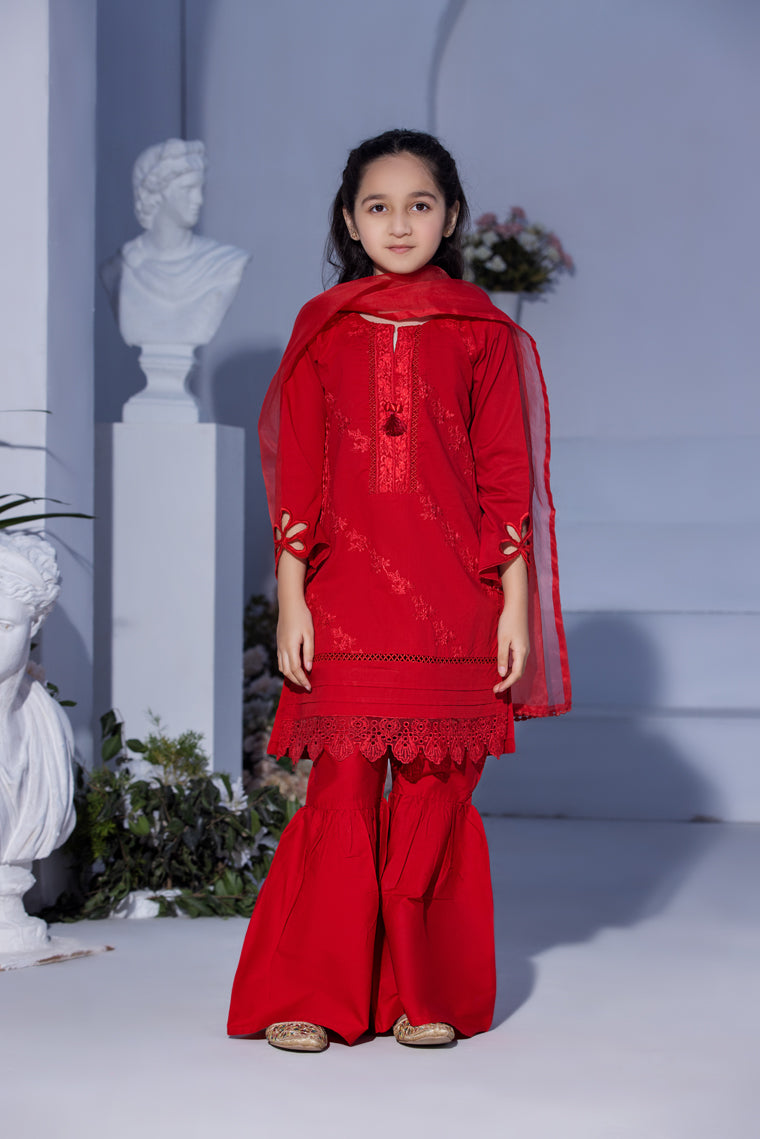 Motif Kids Cotton Embroidered Suit