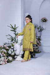 Motif Girls Cotton Embroidered Suit