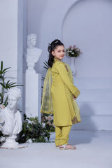 Motif Girls Cotton Embroidered Suit