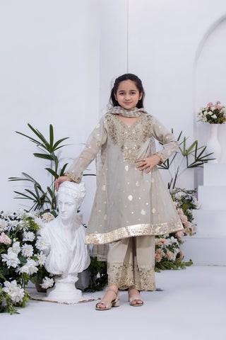 Motif Girls Jacquard Embroidered Suit