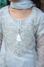 Motif Kids Cotton-Net Embroidered Suit