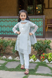Motif Kids Cotton-Net Embroidered Suit