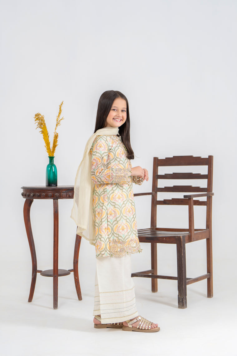 Motif Girls Cotton Silk Embroidered Suit-584 - Motif UK