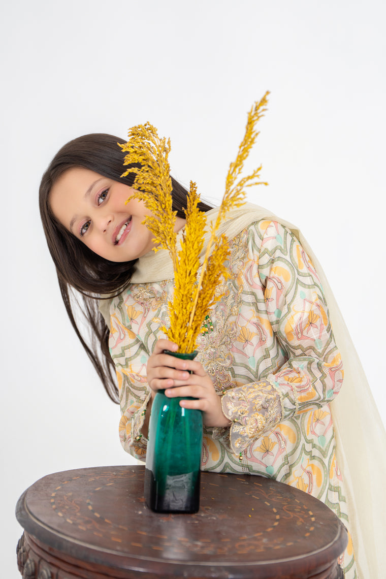 Motif Girls Cotton Silk Embroidered Suit-584 - Motif UK