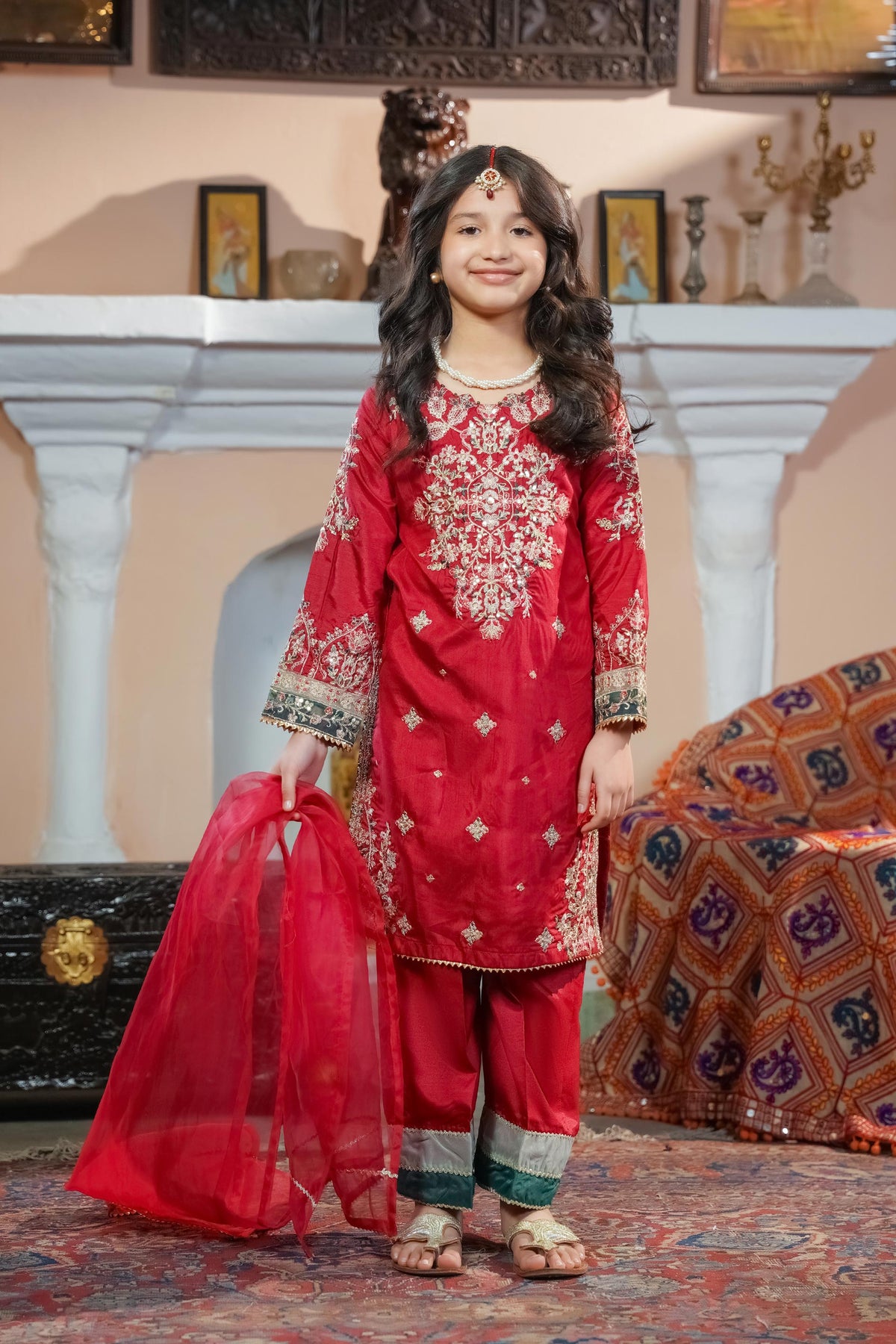 Motif Kids Embroidered Suit-612