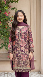 Motif Girls Munar Embroidered suit-683