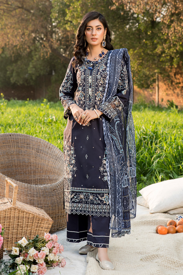 Motif Cotton Embroidered Suit