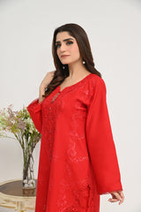 Motif Cotton Embroidered Suit