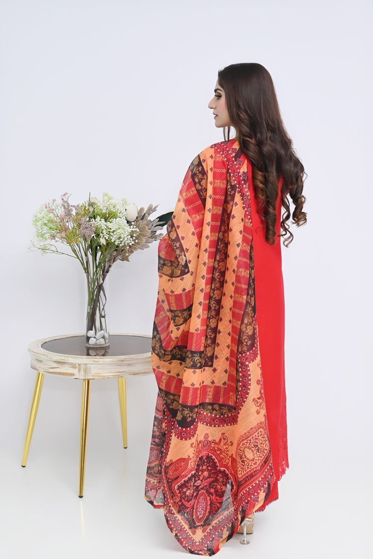 Motif Cotton Embroidered Suit