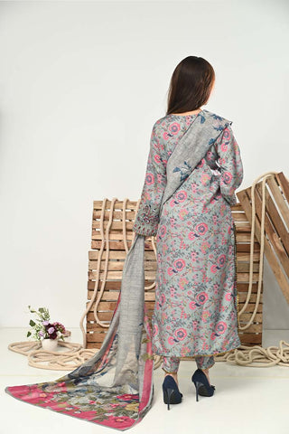 Motif Printed Pashmina Embroidered Suit