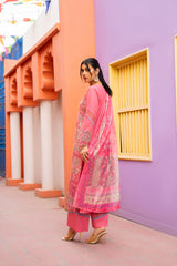 Motif Cotton Embroidered Suit