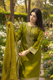 Motif Viscose Embroidered Suit