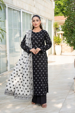 Motif Printed Lawn Suit-3991
