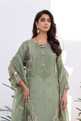 Motif Cotton Net Embroidered Suit