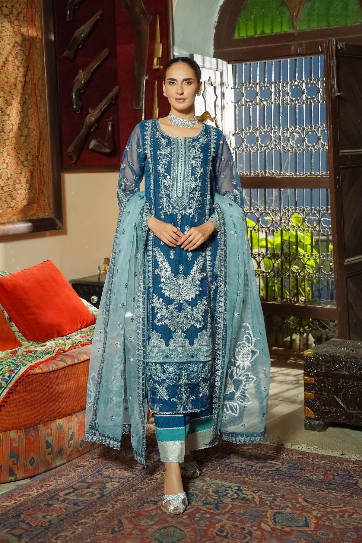 Motif Tilla and Sequence Embroidered Suit