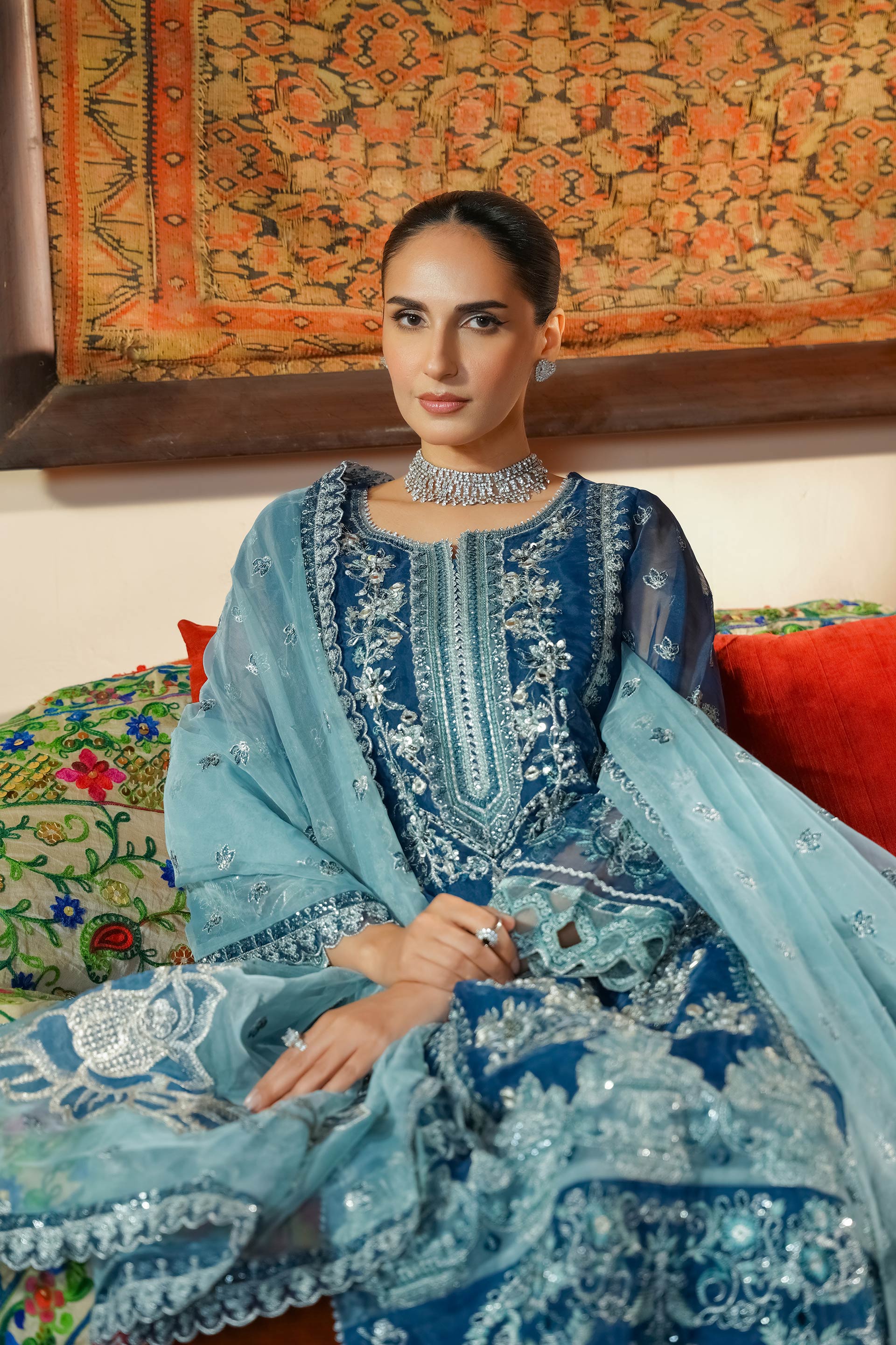 Motif Tilla and Sequence Embroidered Suit