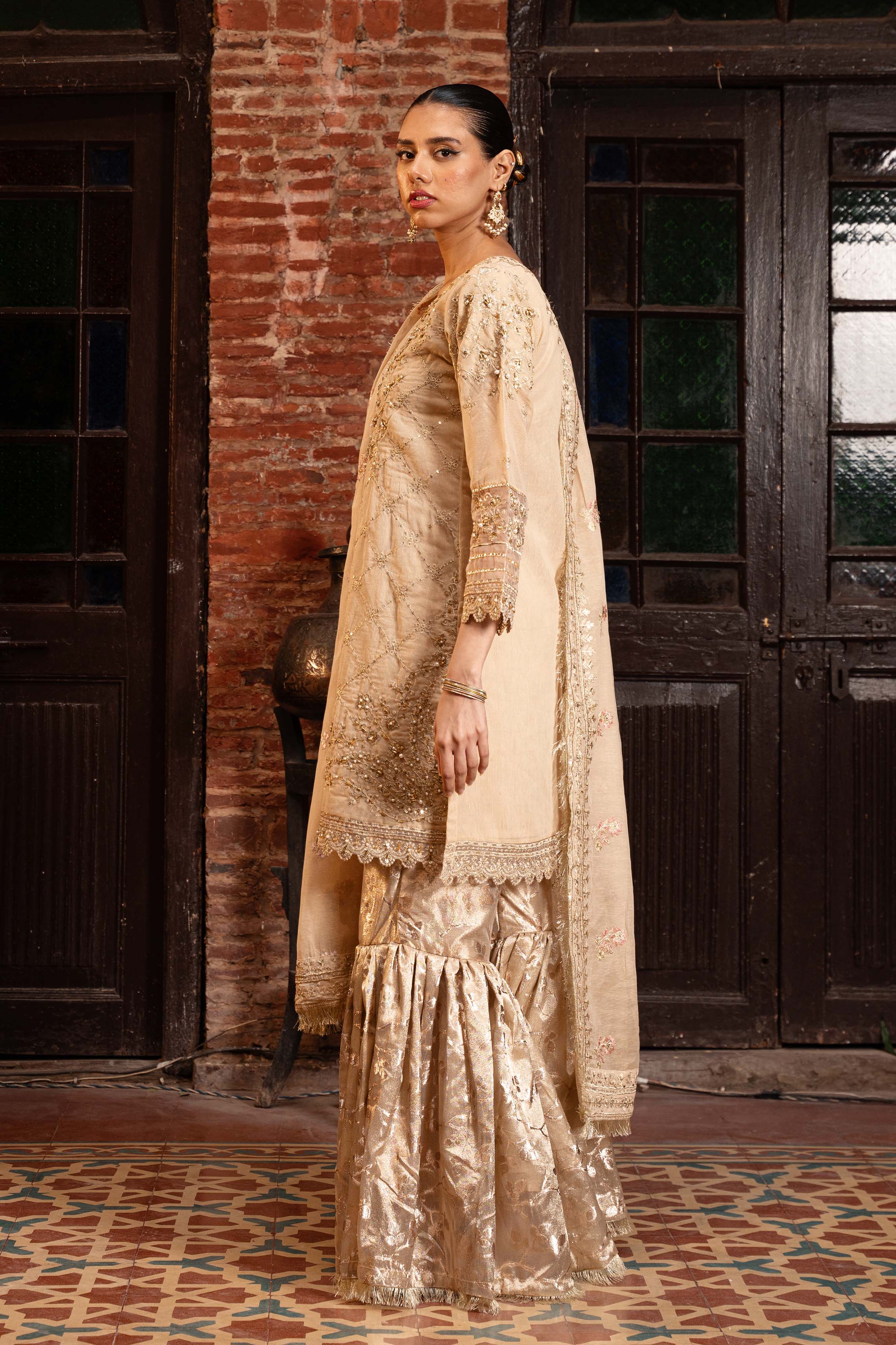 Motif Tilla and Sequence Embroidered Suit