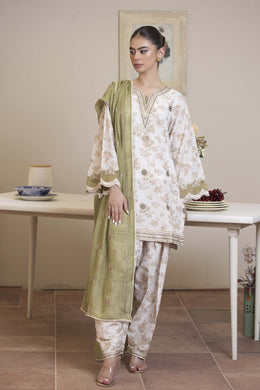 Motif Lawn Embroidered Suit