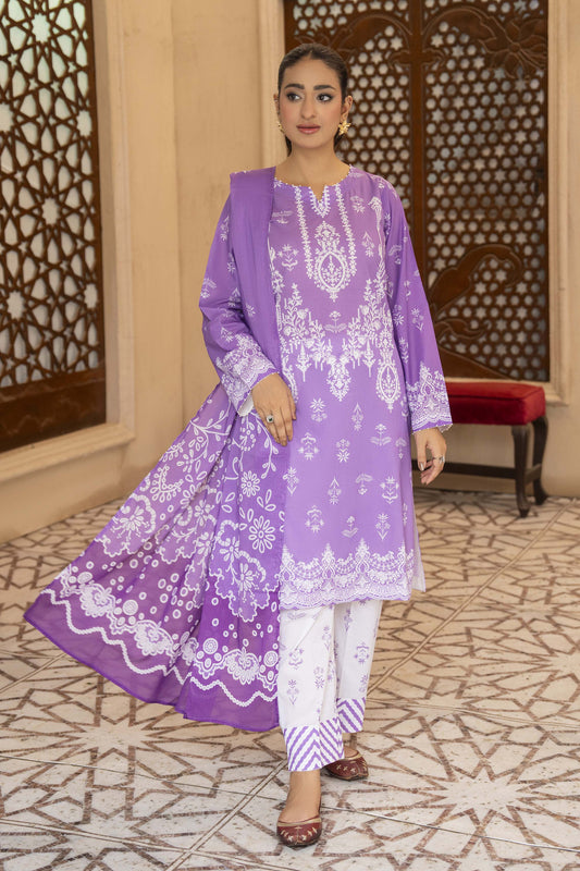 Motif Lawn Printed Suit-008