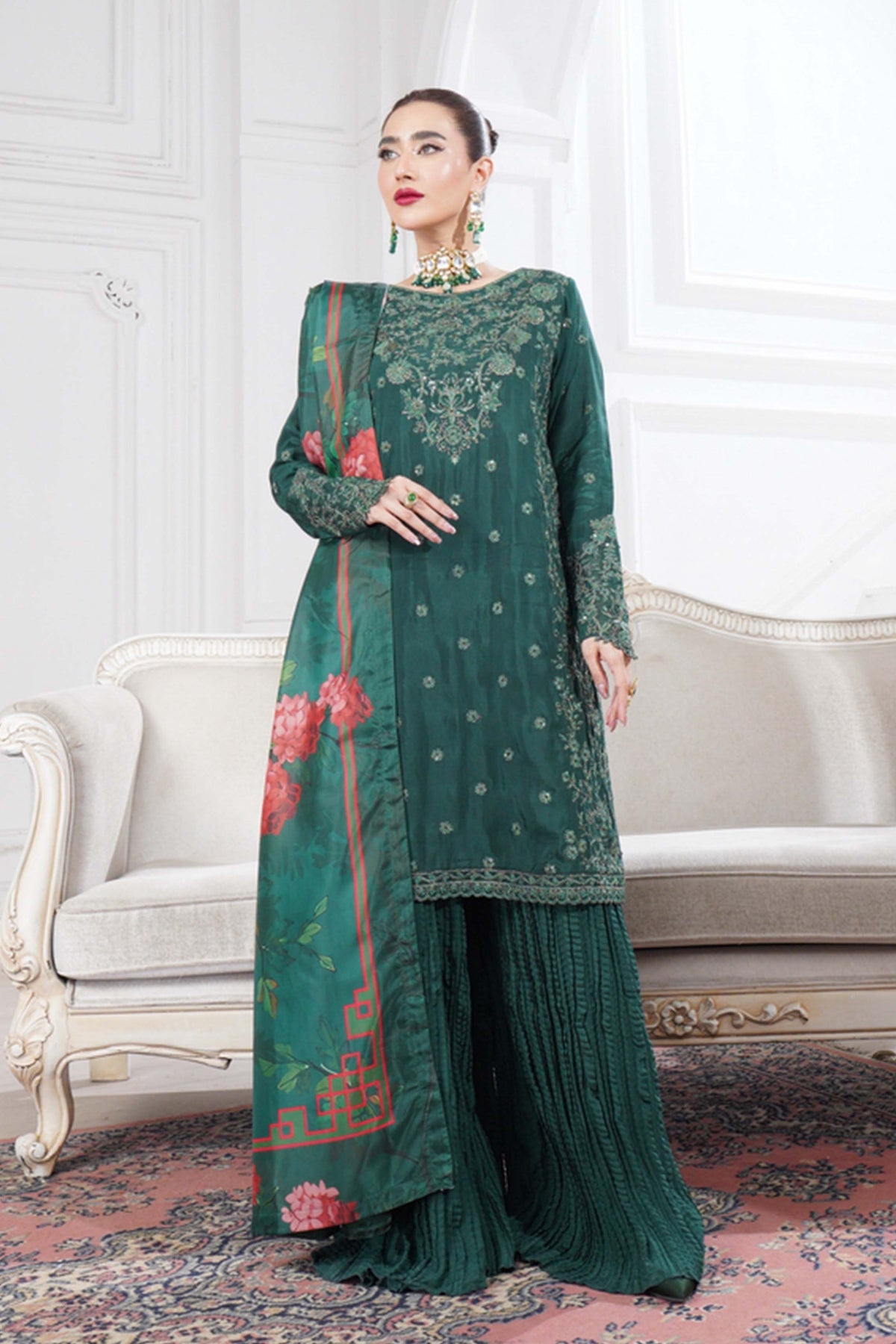 Motif Slub Russian Embroidered Suit-011