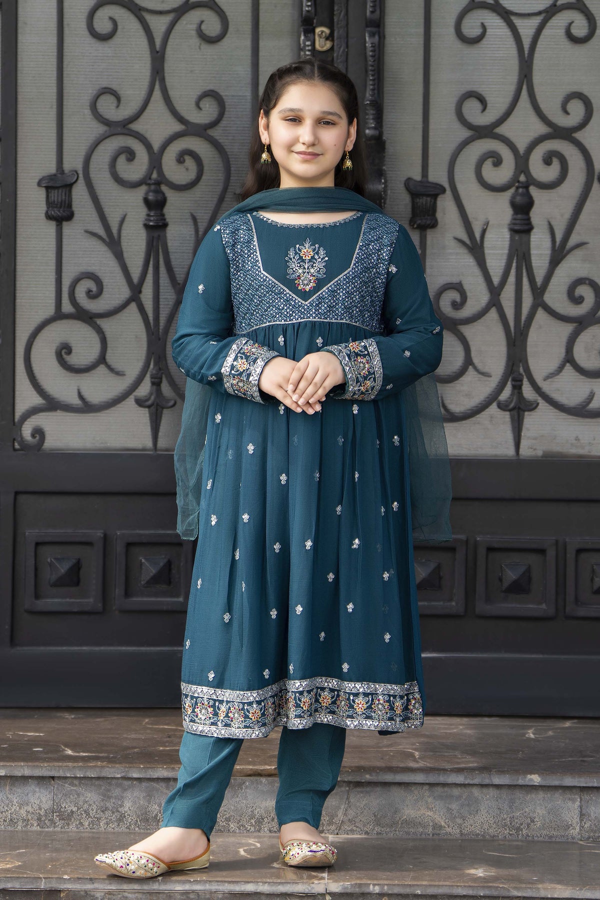 Motif Girls Embroidered Suit-008 - Motif UK