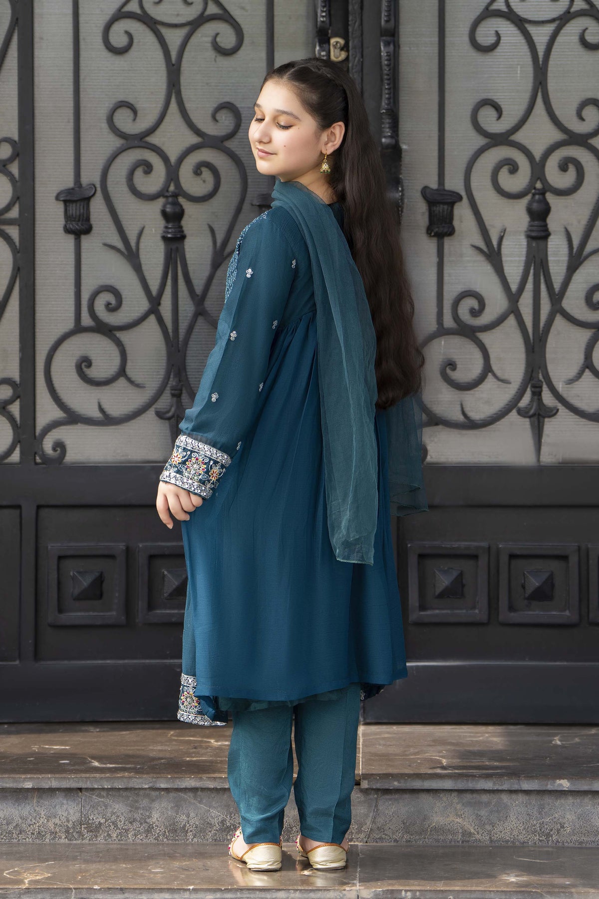Motif Girls Embroidered Suit-008 - Motif UK