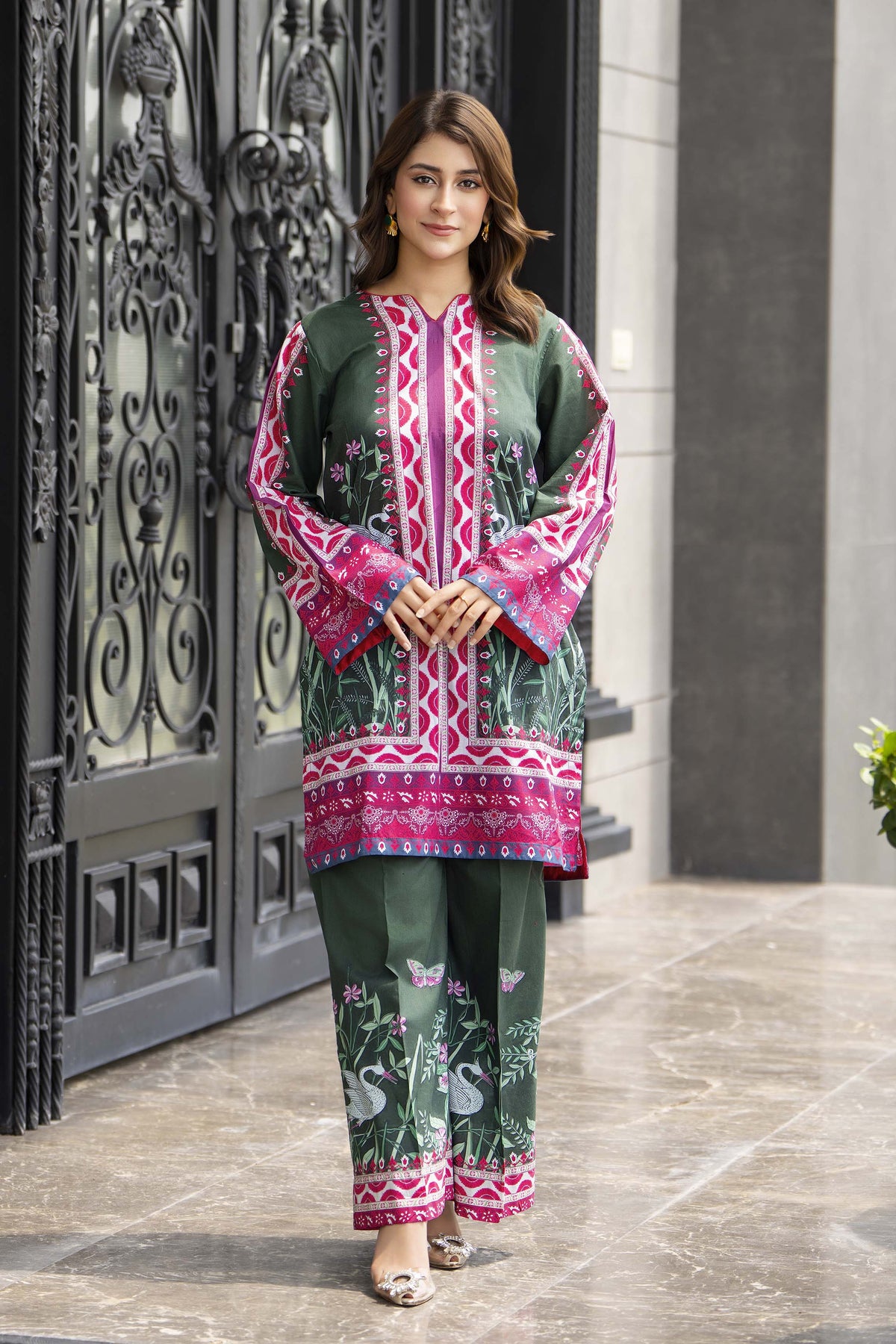 Motif Lawn Printed Co-ord set-032