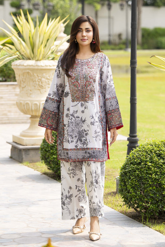 Motif Lawn Embroidered Co-ord Set-014