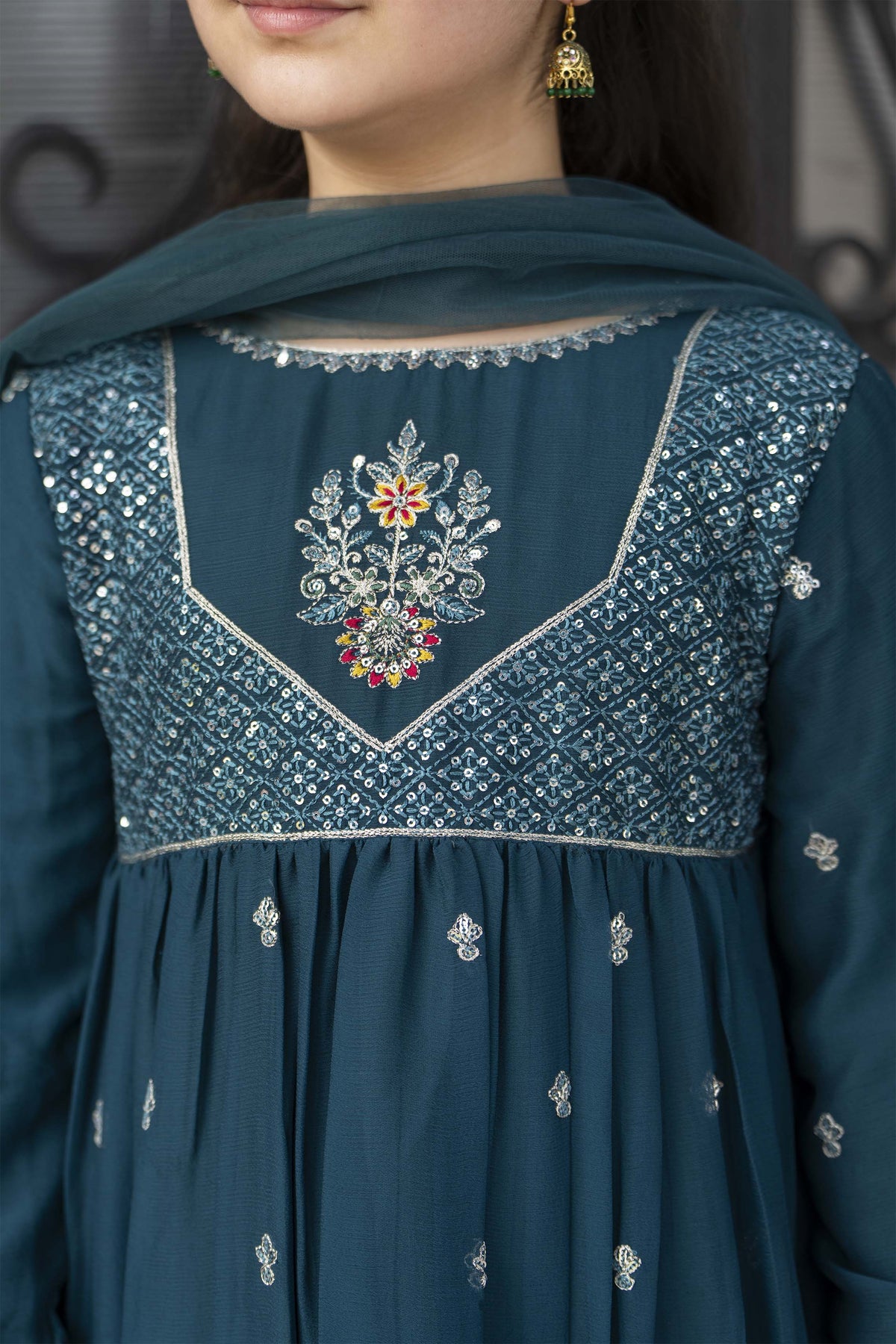 Motif Girls Embroidered Suit-008 - Motif UK