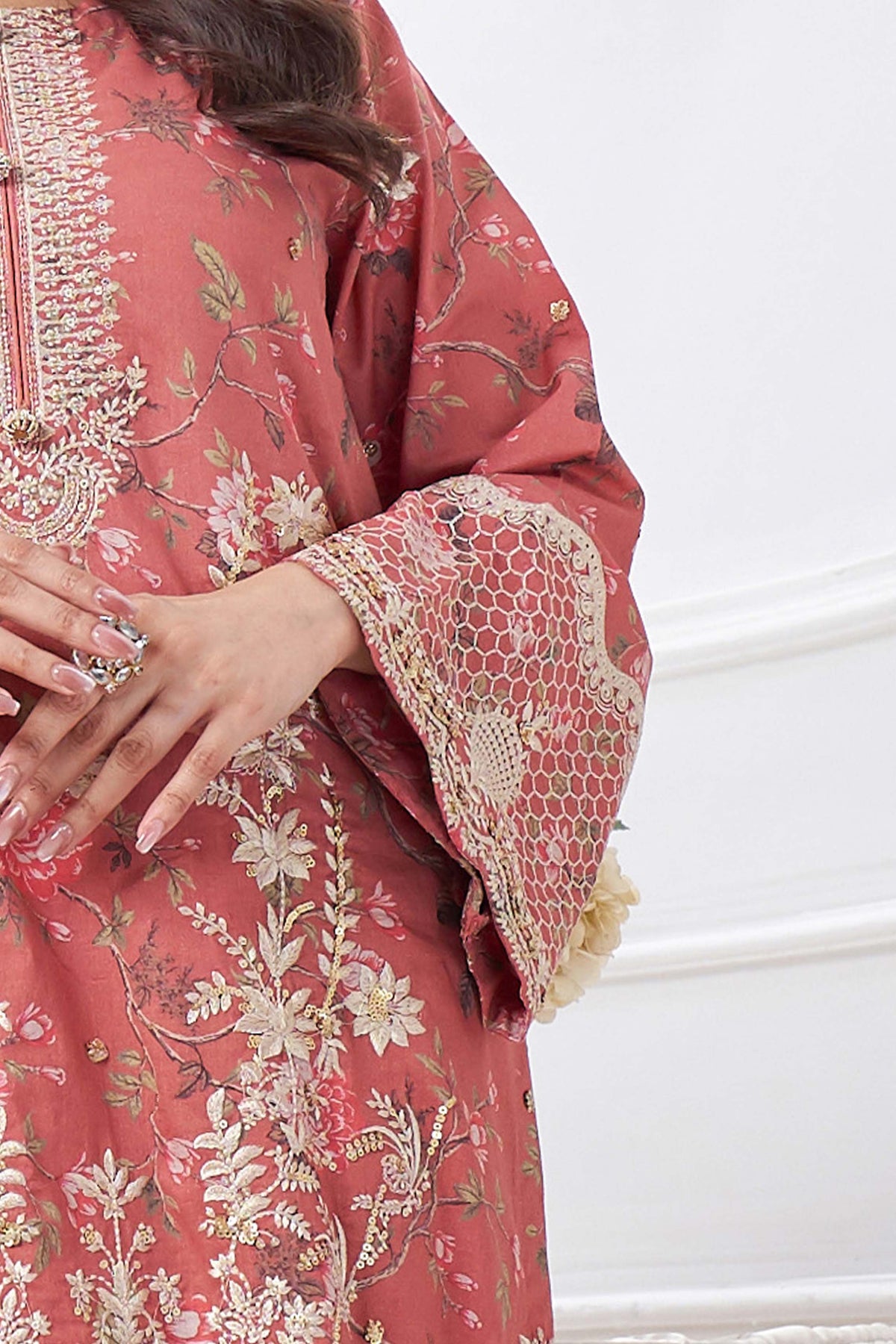 Motif Lawn Embroidered Suit-024