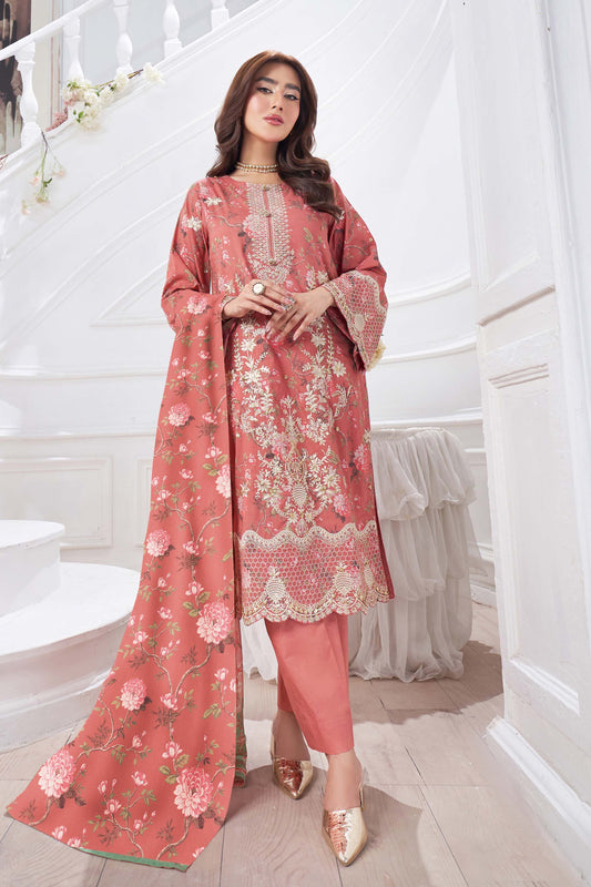 Motif Lawn Embroidered Suit-024