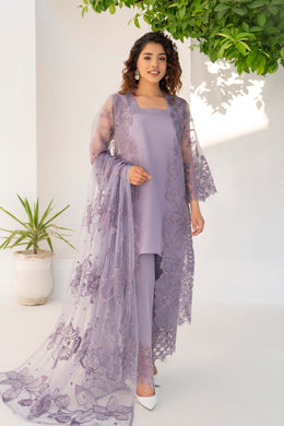 Motif Organza Embroidered Suit