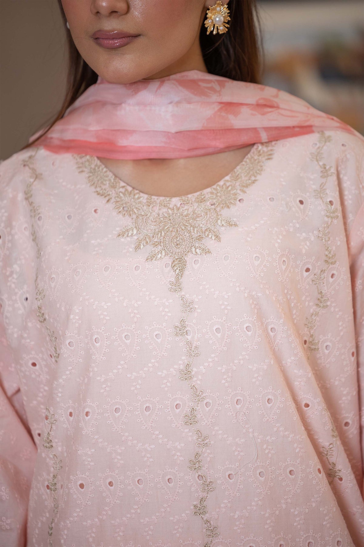 Motif Chikankari Embroidered Suit-102