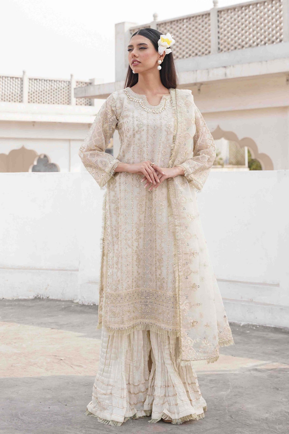 Motif Tilla & Sequence Embroidered Suit