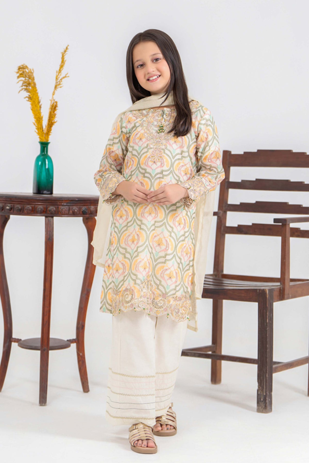 Motif Girls Cotton Silk Embroidered Suit-584 - Motif UK