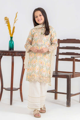 Motif Girls Cotton Silk Embroidered Suit