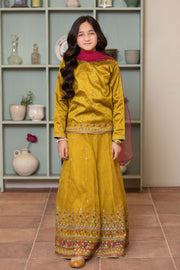 Motif Girls Raw Silk Embroidered Suit
