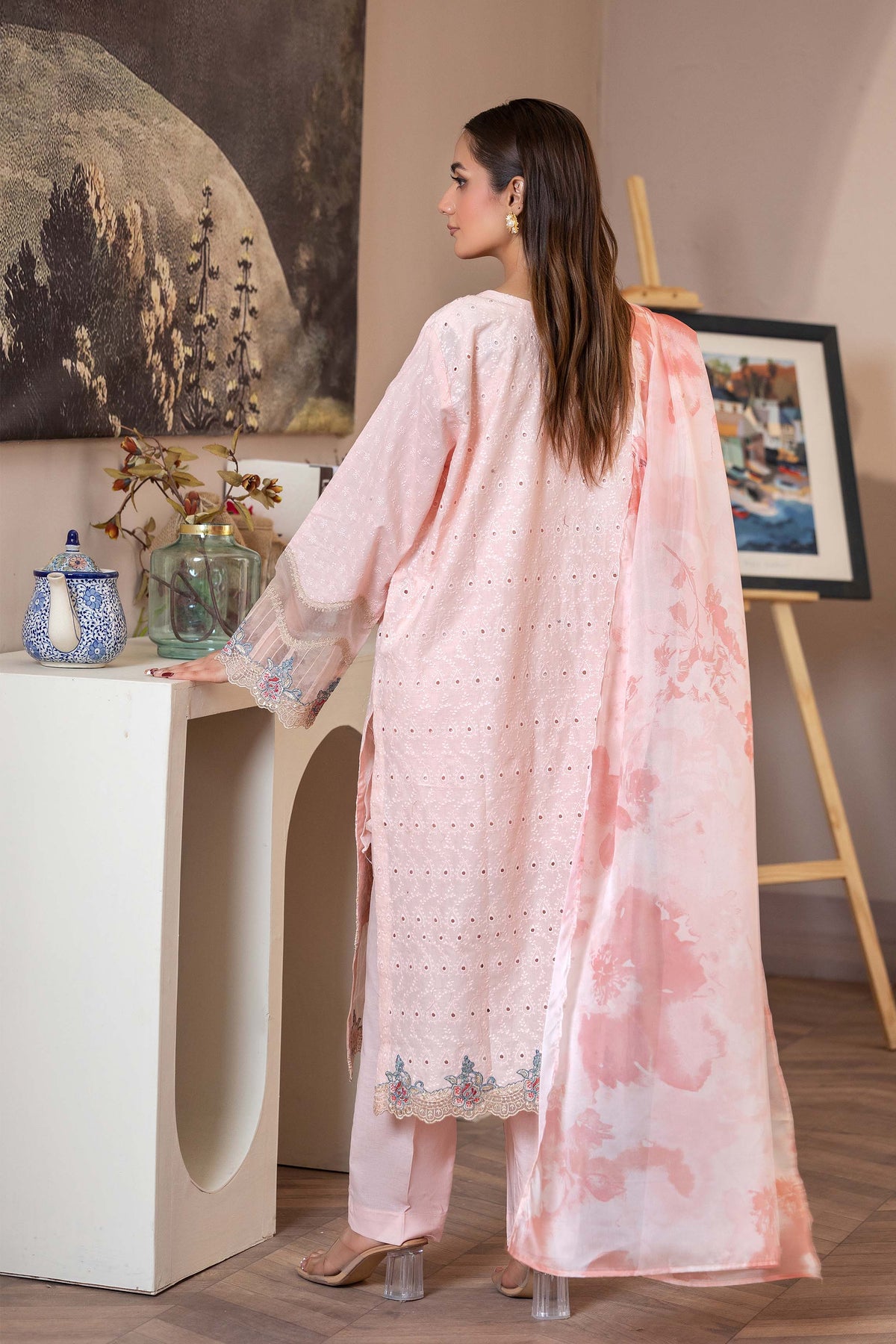 Motif Chikankari Embroidered Suit-102
