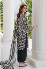 Motif Lawn Printed Suit-010