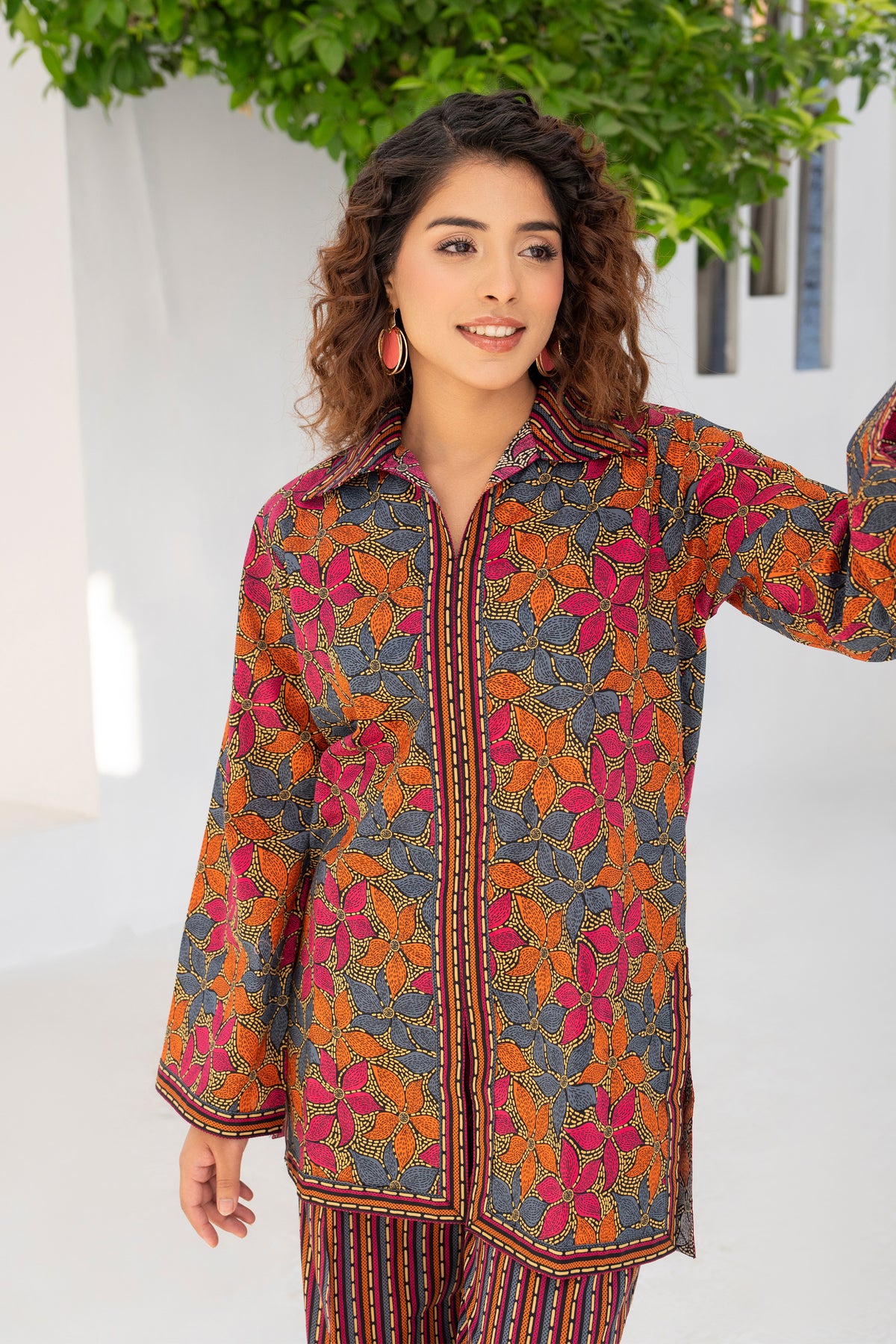 Motif Cambric Printed Co-ord Set-007