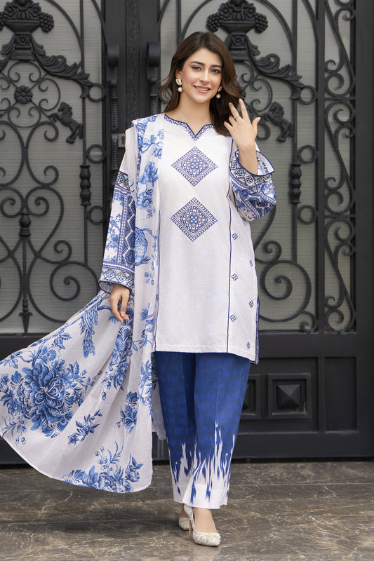 Motif Lawn Embroidered Suit-001