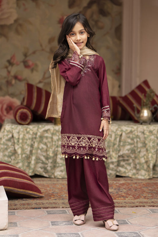 Motif Kids Viscose Embroidered Suit-658