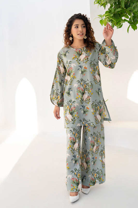 Motif Lawn Printed Co-ord Set-015