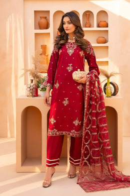 Motif Viscose Embroidered Suit